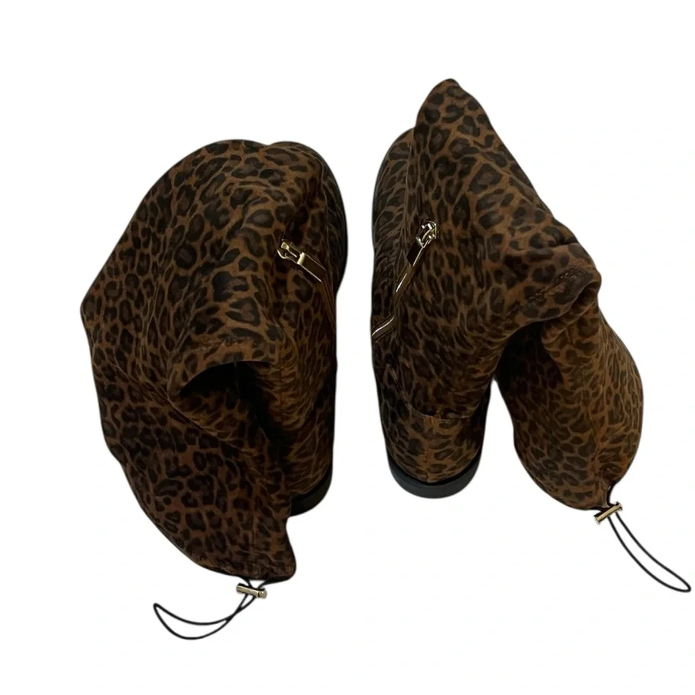Sleek Leopard Print Over the Knee Boots with Tie Detail
